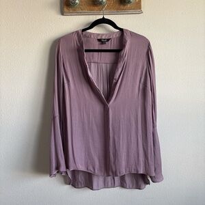 Simply Vera Vera Wang Mauve Long-Sleeve V-Neck Blouse